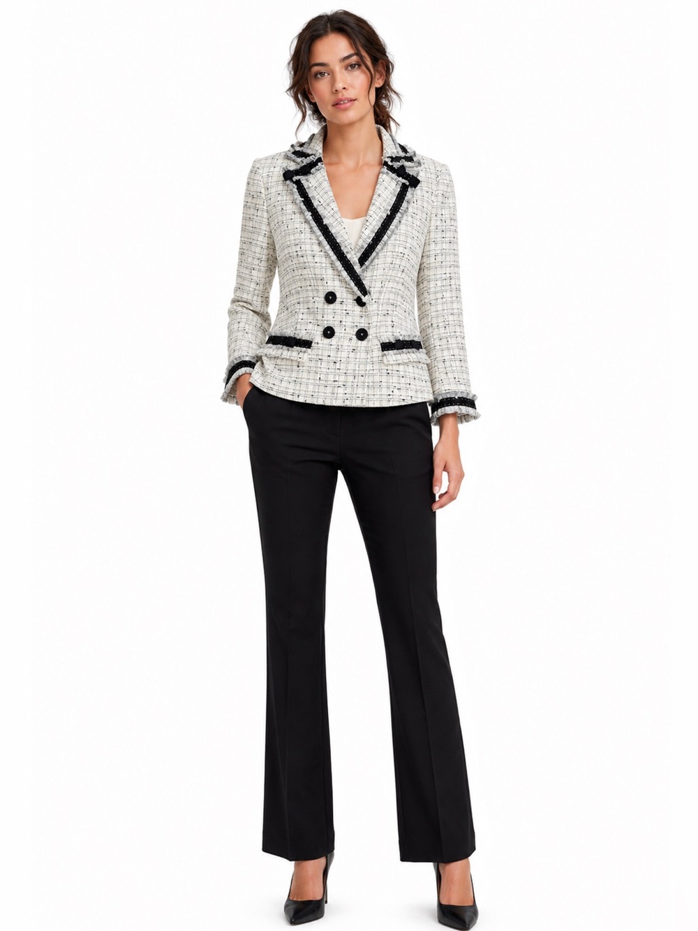 Rebecca Taylor BLAZER & SKIRT MATCHING SET Tweed Suit SIZE 4 Y2K modern chic - Picture 2 of 12